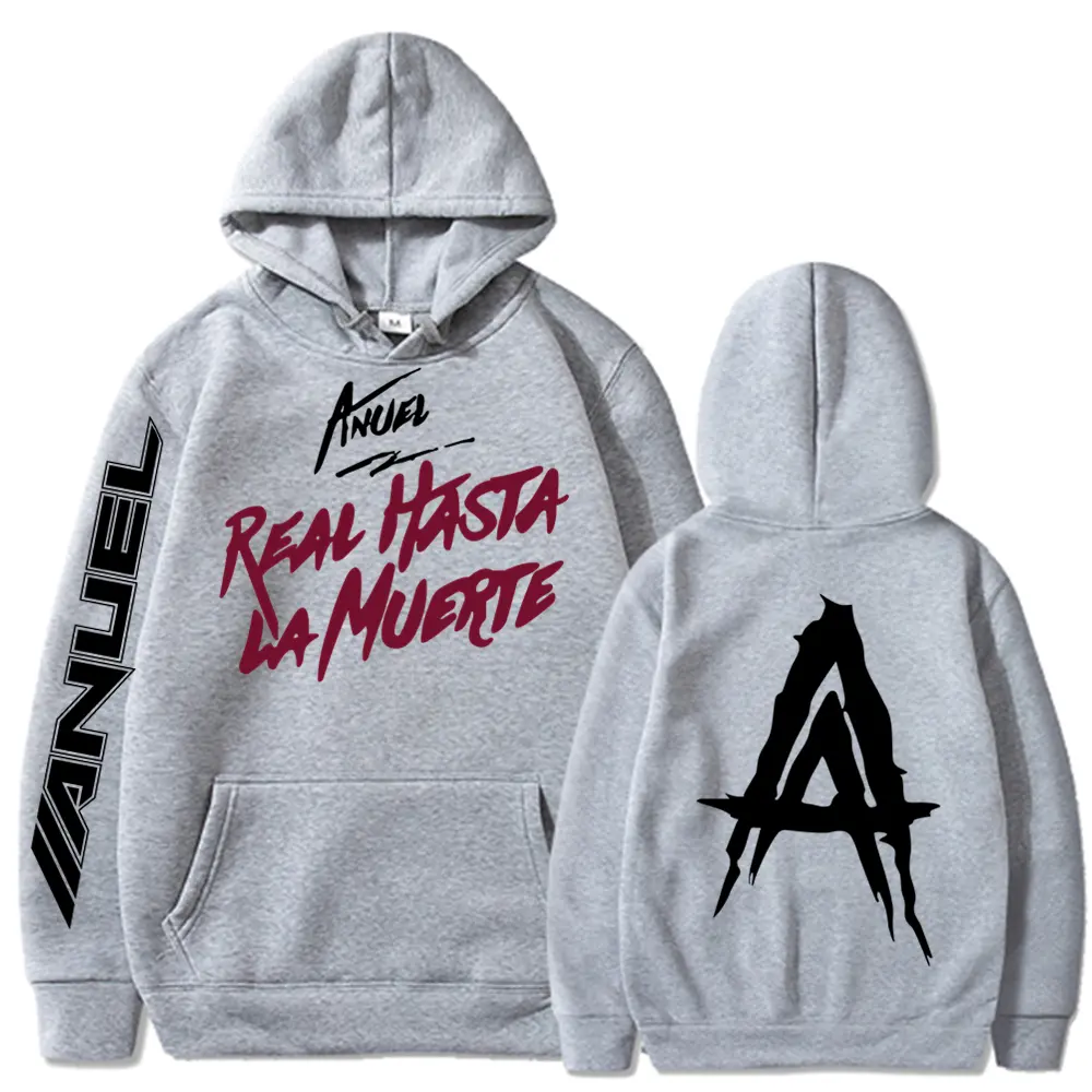 Autumn Men's Hoodies Anuel AA Real Hasta La Muerte Print Sweatshirts Streetwear Rapper Loose Pullover Casual Hooded Tops