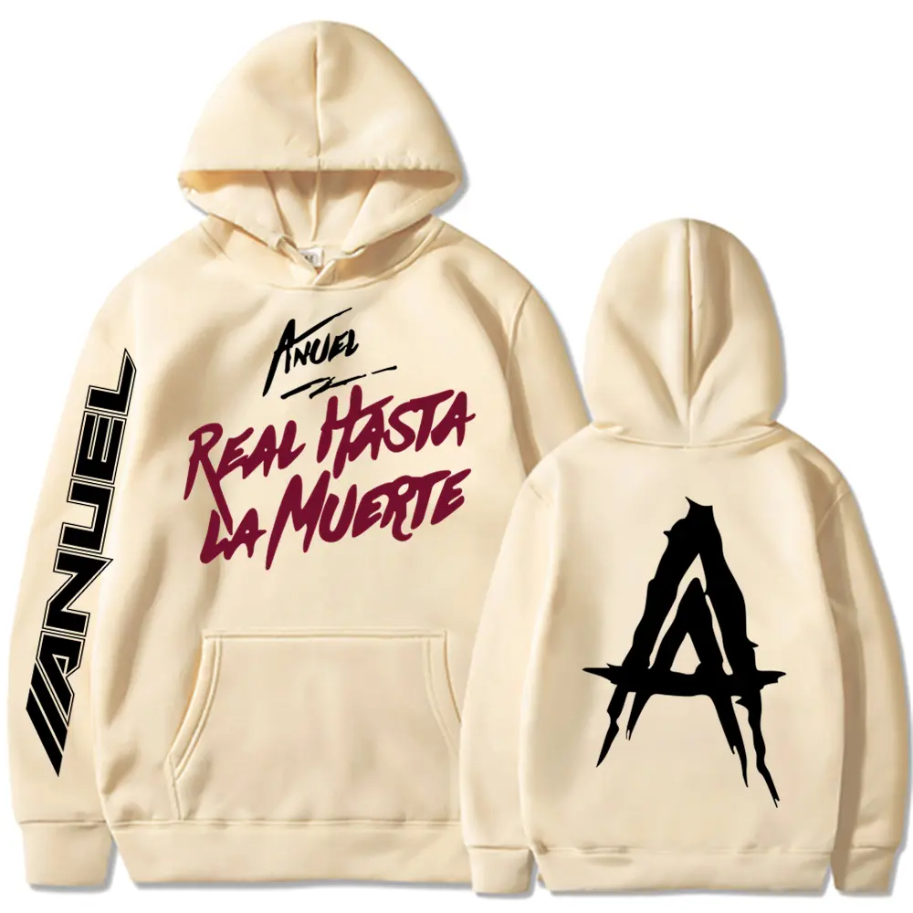 Autumn Men's Hoodies Anuel AA Real Hasta La Muerte Print Sweatshirts Streetwear Rapper Loose Pullover Casual Hooded Tops