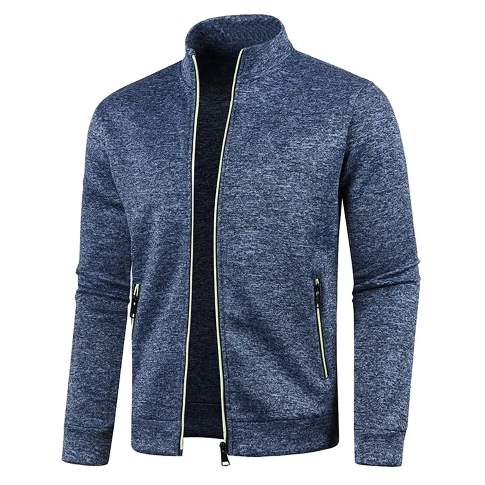 Men Zipper Jackets Standing Collar Sweatshirt Outdoor Streetwear Casual Coat Long Sleeve Sweater Coats