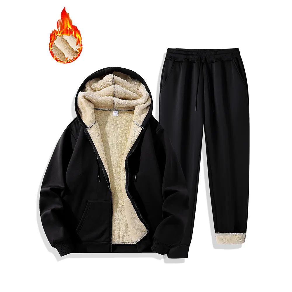 Men's Clothing Sweatshirt Suit Fall Winter Zipper Suit Hooded Sweater Pants Men's Tracksuit Cardigan Two Piece Set