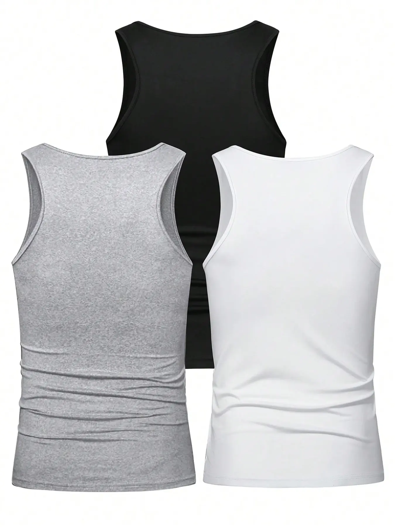 3pcs Summer Mens Sleeveless Tank Top Solid Vest Undershirts O-neck Gym Tees Trendy Versatile Slim Fit Men Casual Vest Tops