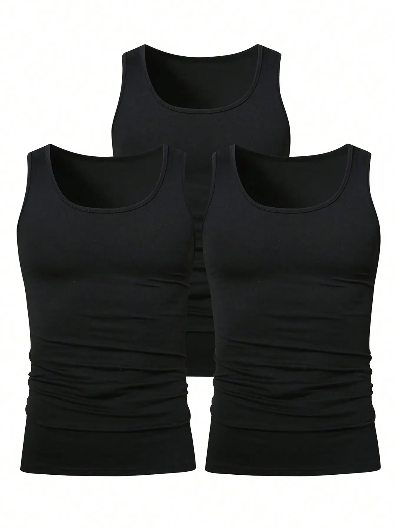 3pcs Summer Mens Sleeveless Tank Top Solid Vest Undershirts O-neck Gym Tees Trendy Versatile Slim Fit Men Casual Vest Tops