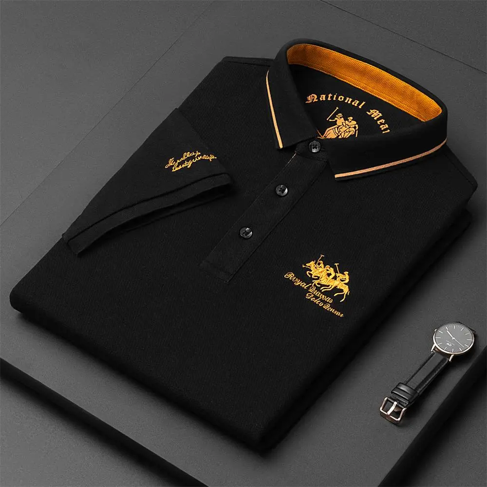 Men Polo Shirt Korean Embroidered Cool T-shirts Casual Sports Lapel Luxury T-shirt Personality Men Short Sleeve Shirts