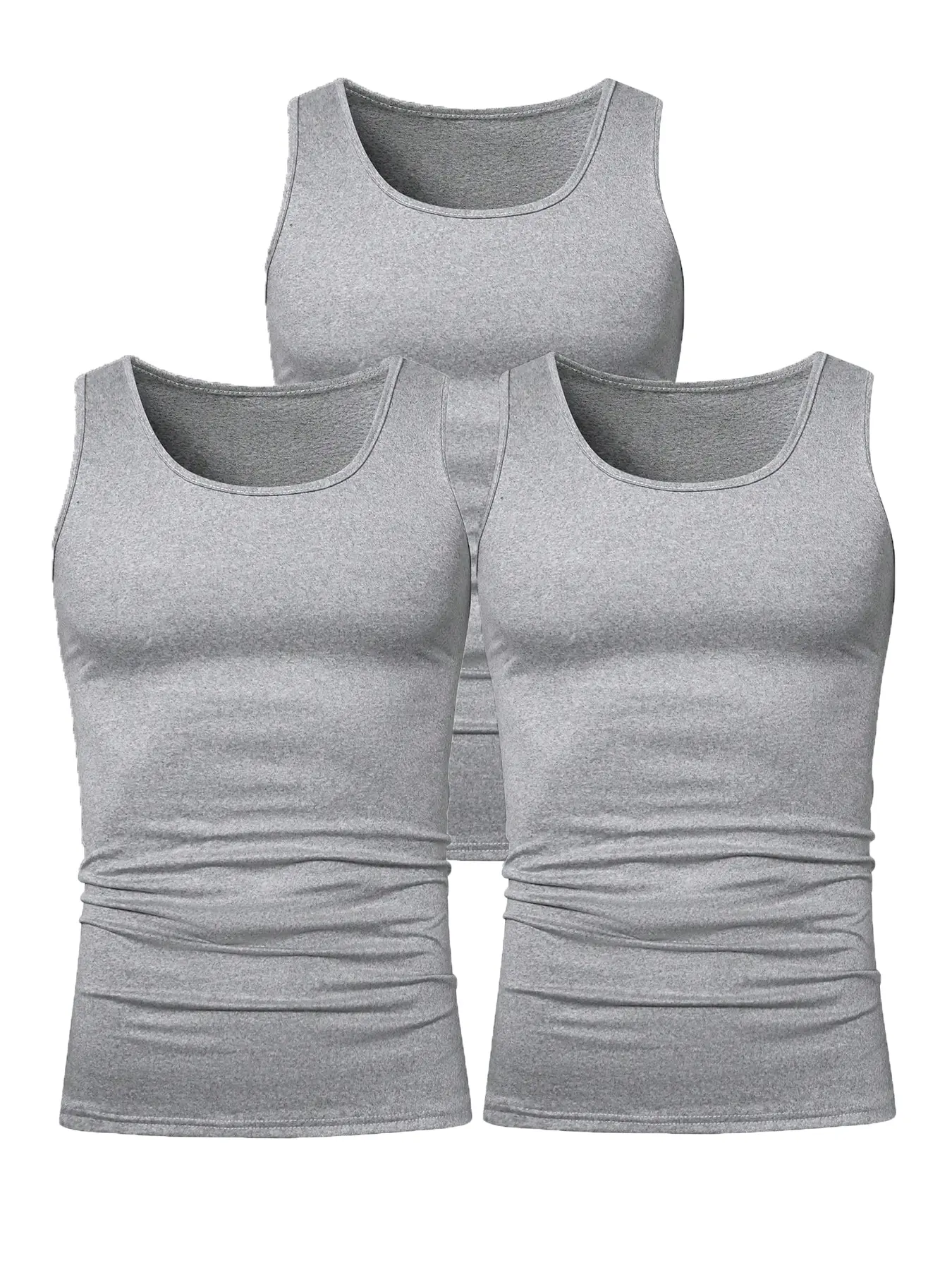 3pcs Summer Mens Sleeveless Tank Top Solid Vest Undershirts O-neck Gym Tees Trendy Versatile Slim Fit Men Casual Vest Tops