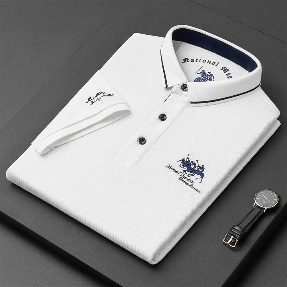 Men Polo Shirt Korean Embroidered Cool T-shirts Casual Sports Lapel Luxury T-shirt Personality Men Short Sleeve Shirts