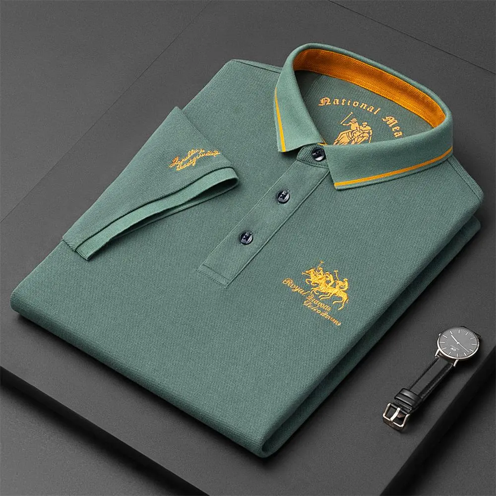 Men Polo Shirt Korean Embroidered Cool T-shirts Casual Sports Lapel Luxury T-shirt Personality Men Short Sleeve Shirts