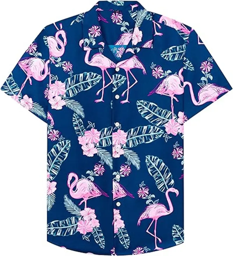 Vintage 3D Graphic Shirts Men Hawaiian Tropical Birds Nature Wildlife Button Blouse Fashion Street Hip Hop Lapel Beach Shirt