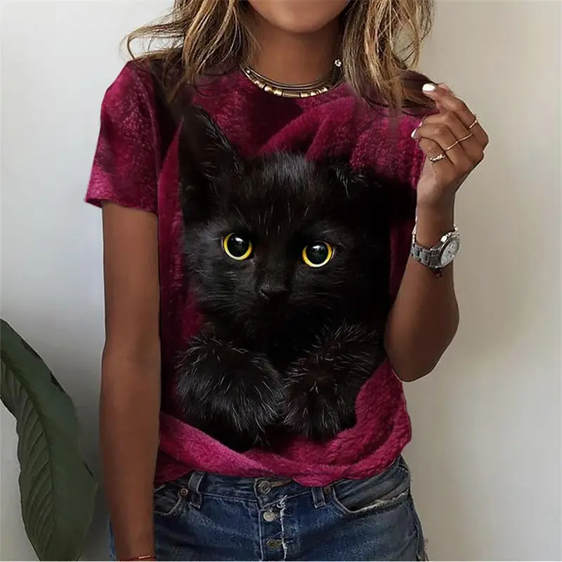 3d Kawaii Cat Printed T Shirt Women Clothing Funny Dog Animal Print Short Sleeve Tees Female Y2k Tops Girl Casual Fashion Tshirt