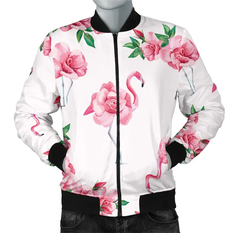 Pink Flamingo Jackets Men 3D Print Autumn Kawaii Animal Graphic Jacket Casual Coats Male Outdoor Daily Wear Oversized Jacket Top