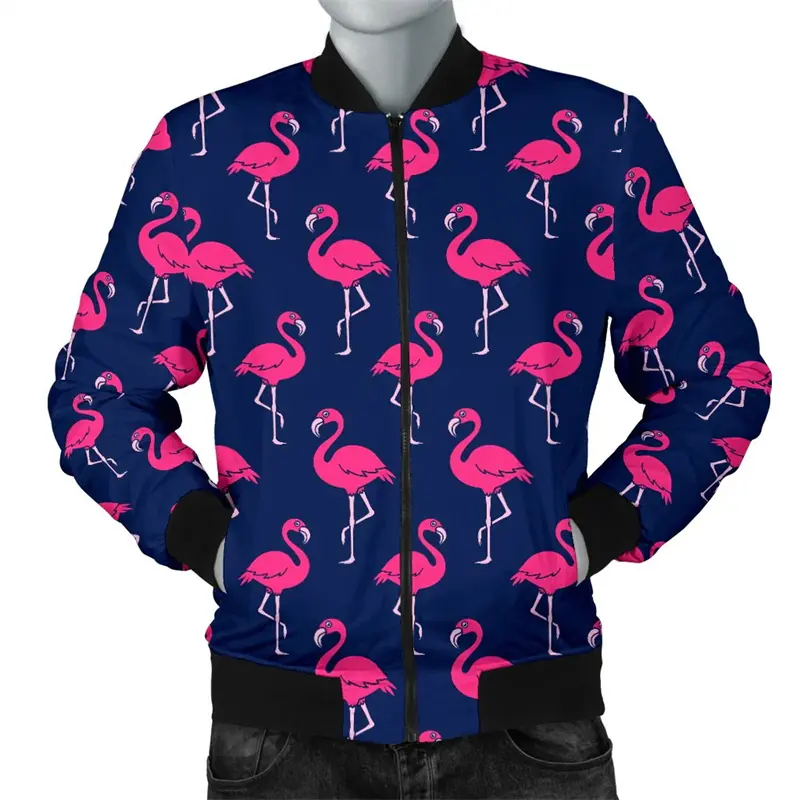 Pink Flamingo Jackets Men 3D Print Autumn Kawaii Animal Graphic Jacket Casual Coats Male Outdoor Daily Wear Oversized Jacket Top