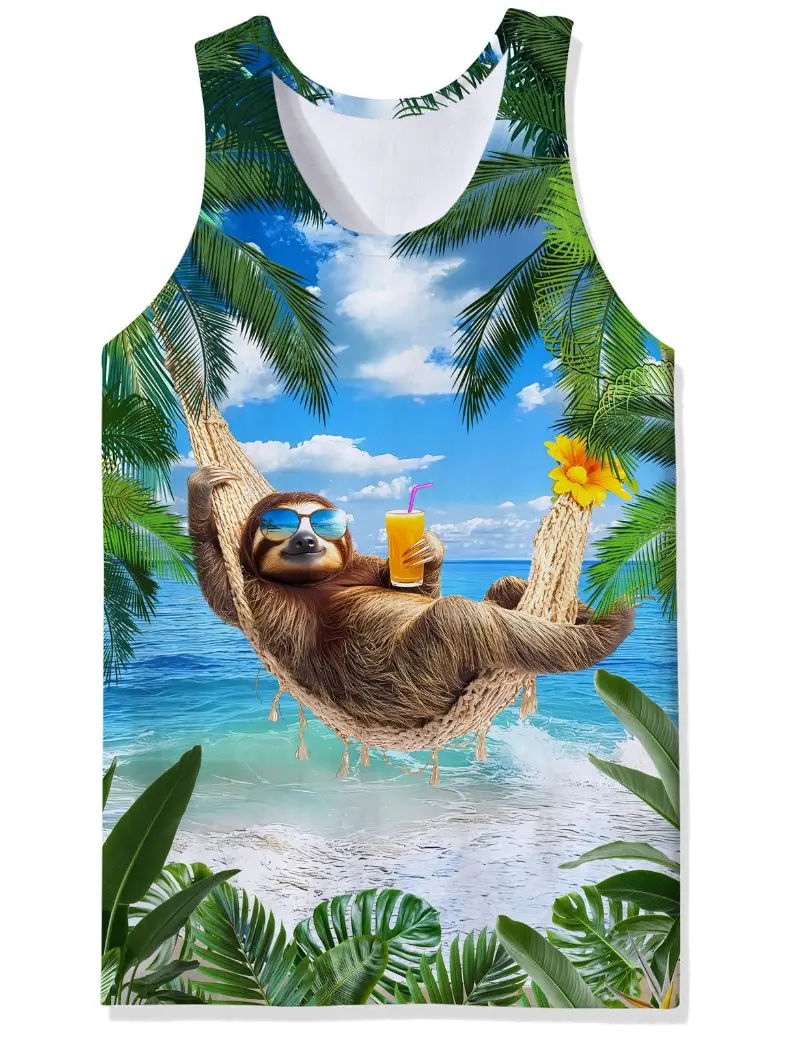3D Print Funny Animal Graphic Tank Top For Men New Summer Quick Dry Sleeveless Beach Vest Men Sport Outdoor Hawaii Tank Tops