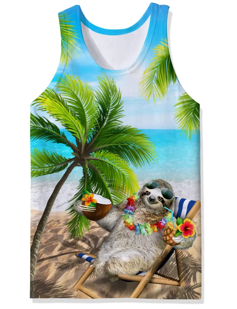 3D Print Funny Animal Graphic Tank Top For Men New Summer Quick Dry Sleeveless Beach Vest Men Sport Outdoor Hawaii Tank Tops