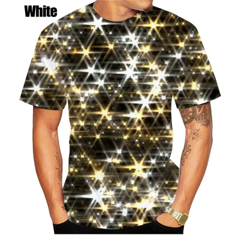 Nerw Dazzling 3D Printed Mens Graphic Tshirts Women Party Funny Gold Hypnotic Graphic Tshirt Kids O Neck Short Sleeve Top Tees