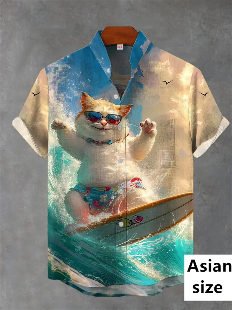 Summer New Fashion Kitten Series Shirt For Men Women 3D Print Cat Pattern Casual Short Sleeve Shirt Men Harajuku Tops Polyester
