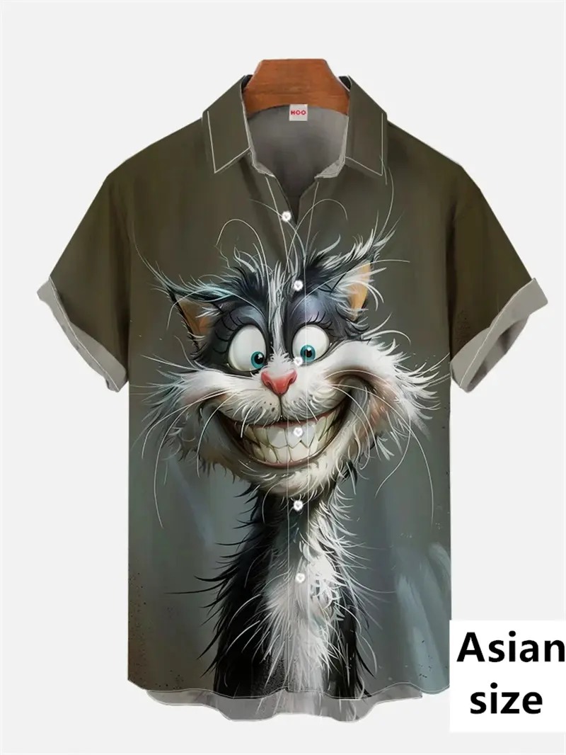 Summer New Fashion Kitten Series Shirt For Men Women 3D Print Cat Pattern Casual Short Sleeve Shirt Men Harajuku Tops Polyester