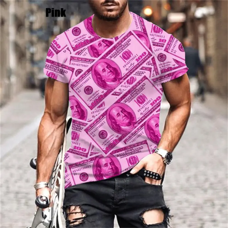 Fashion American Dollar 3D Graphic T Shirt Men Women Personality Hip Hop Short Sleeve Tee Tops Kid Street Harajuku O Neck Tshirt
