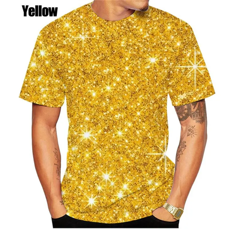 Nerw Dazzling 3D Printed Mens Graphic Tshirts Women Party Funny Gold Hypnotic Graphic Tshirt Kids O Neck Short Sleeve Top Tees