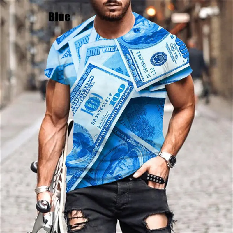 Fashion American Dollar 3D Graphic T Shirt Men Women Personality Hip Hop Short Sleeve Tee Tops Kid Street Harajuku O Neck Tshirt