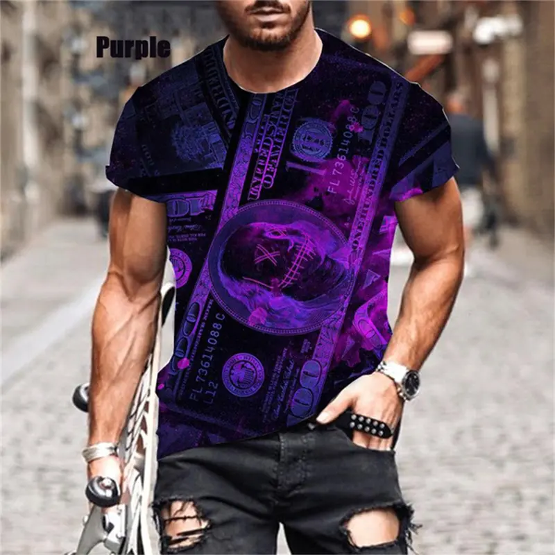 Fashion American Dollar 3D Graphic T Shirt Men Women Personality Hip Hop Short Sleeve Tee Tops Kid Street Harajuku O Neck Tshirt