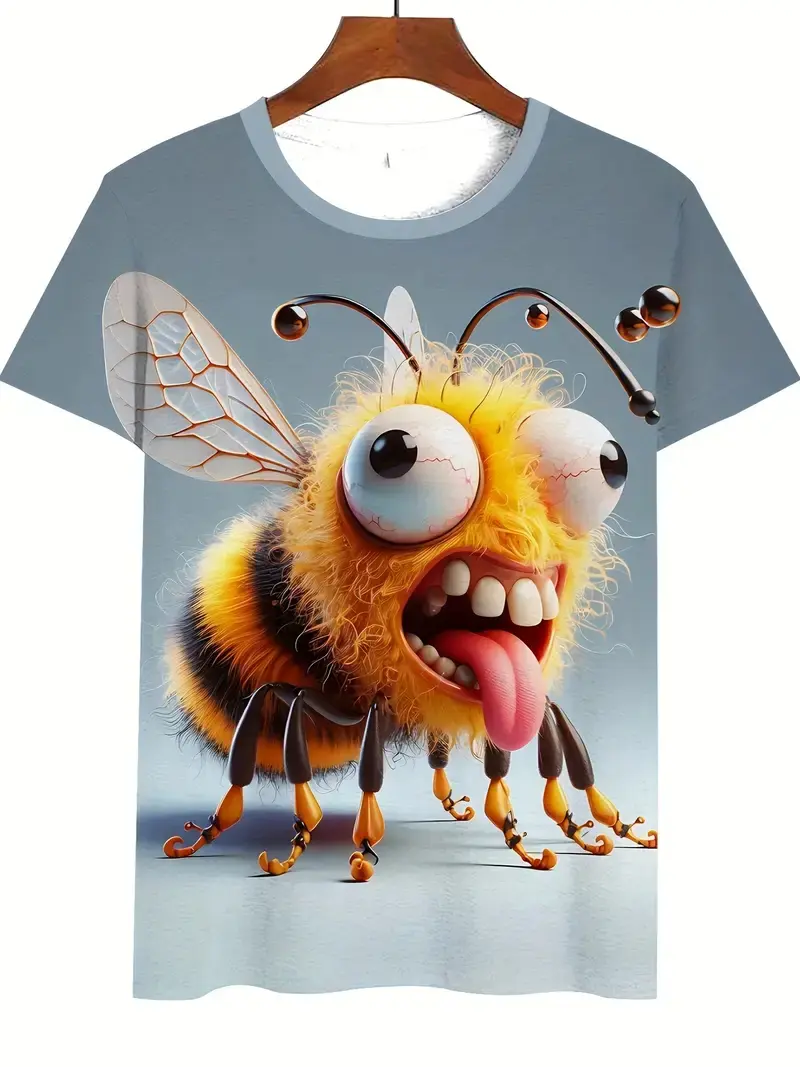 Y2k New Bee Graphic T-Shirt Men Women Summer Casual Trendy Short Sleeve Tshirts 3D Print Animal Clothes Harajuku Kids Streetwear