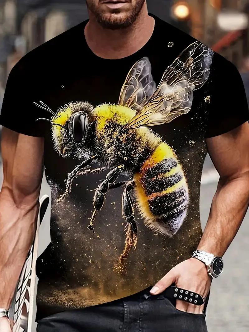 Y2k New Bee Graphic T-Shirt Men Women Summer Casual Trendy Short Sleeve Tshirts 3D Print Animal Clothes Harajuku Kids Streetwear