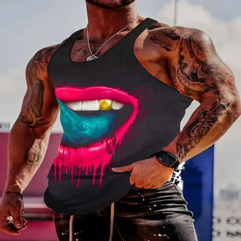 New Fashion Pattern 3D Printing Men's Vest Lightning Print Casual Sleeveless T-shirts Personality Harajuku Mens Designer Clothes