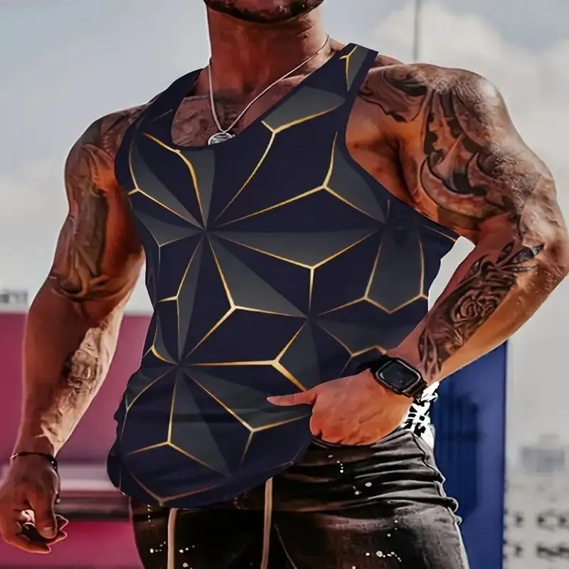 New Fashion Pattern 3D Printing Men's Vest Lightning Print Casual Sleeveless T-shirts Personality Harajuku Mens Designer Clothes