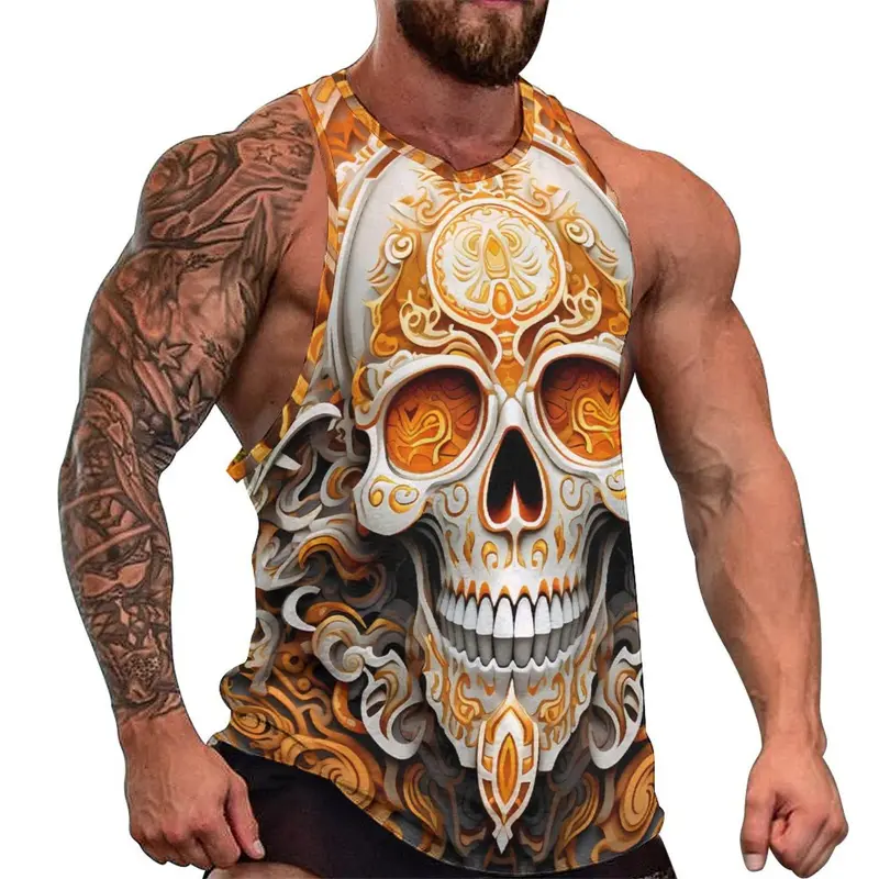 Newest Fashion Skull 3D Print Men's Tank Tops Casual Hip Hop Graphic Streetwear Fitness Tops Tees Men Summer Sleeveless Shirts