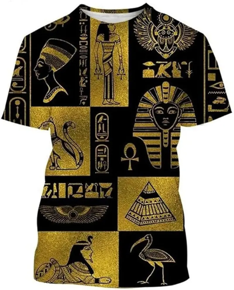 Vintage Ancient Egypt 3D Printed T-shirt Men's Women's Summer Casual Short Sleeve Tshirts Fashion Street Round Neck Tee Tops