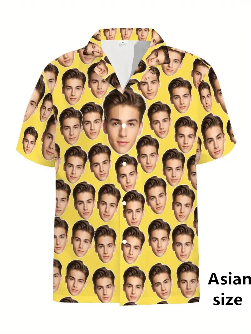 Custom Pattern Hawaiian Shirts Men Clothes 2025 New 3D Print  Unisex Lapel Button Blouse Personalized Design Short Sleeve Tops