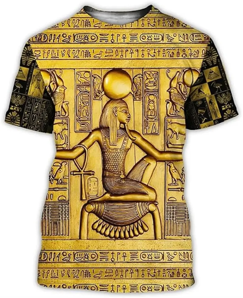 Vintage Ancient Egypt 3D Printed T-shirt Men's Women's Summer Casual Short Sleeve Tshirts Fashion Street Round Neck Tee Tops