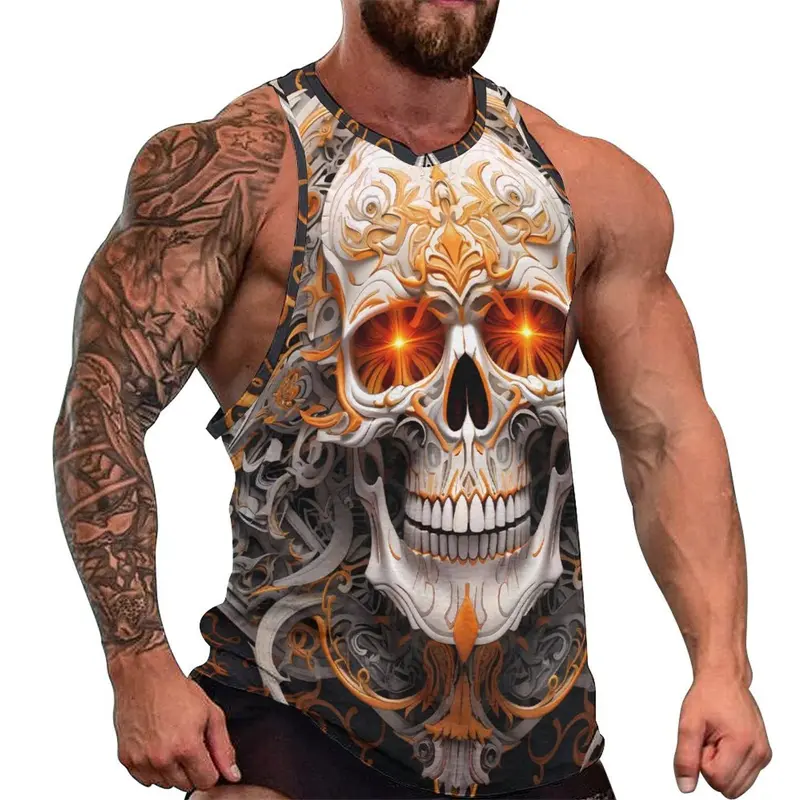 Newest Fashion Skull 3D Print Men's Tank Tops Casual Hip Hop Graphic Streetwear Fitness Tops Tees Men Summer Sleeveless Shirts