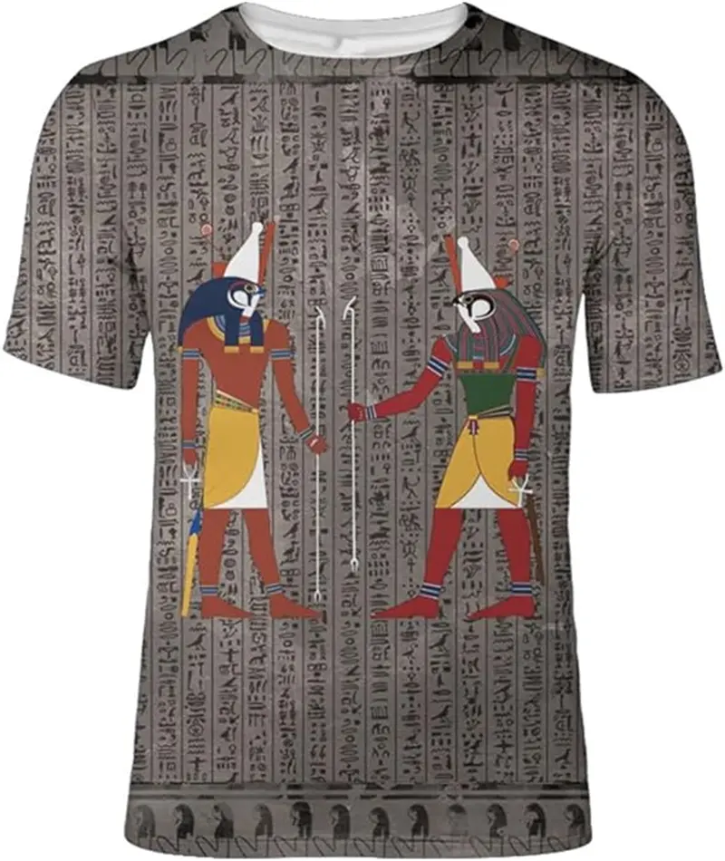 Vintage Ancient Egypt 3D Printed T-shirt Men's Women's Summer Casual Short Sleeve Tshirts Fashion Street Round Neck Tee Tops