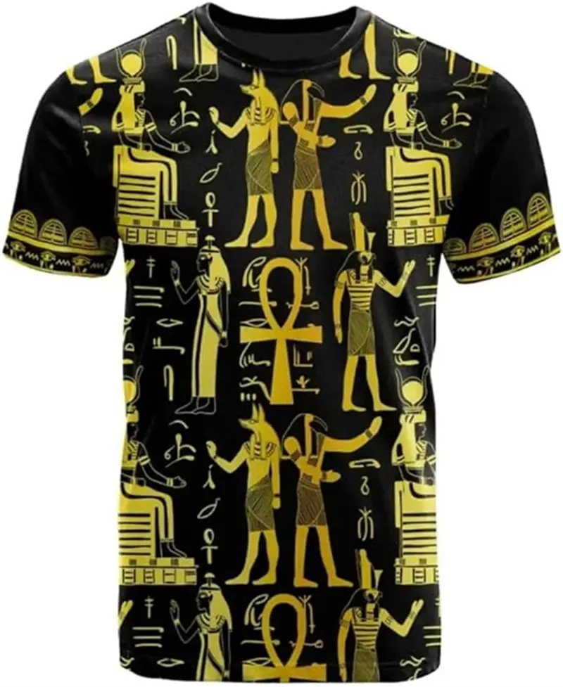Vintage Ancient Egypt 3D Printed T-shirt Men's Women's Summer Casual Short Sleeve Tshirts Fashion Street Round Neck Tee Tops