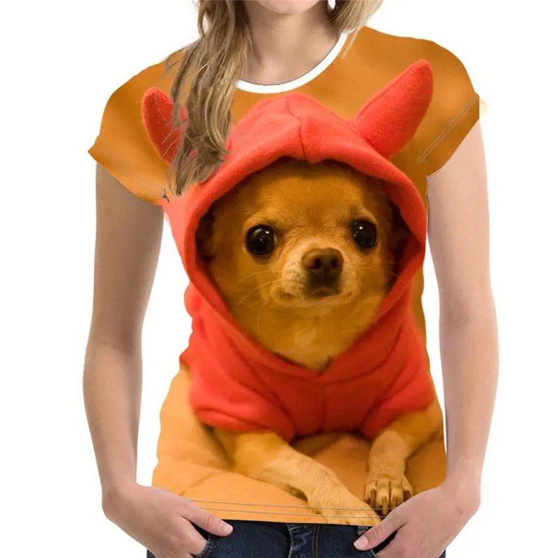 3D Cute Animal Dog Print T Shirt Women Short Sleeve Female Harajuku Tees Casual O-neck Tops Women Clothing Ladies Ice T-Shirt 