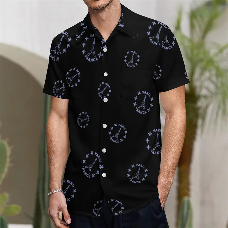 2024 Novelty Paris Eiffel Tower 3D Print Casual Shirt Men Designer Clothes Women Pretty Hawaii Swim Blouse Harajuku Lapel Shirts
