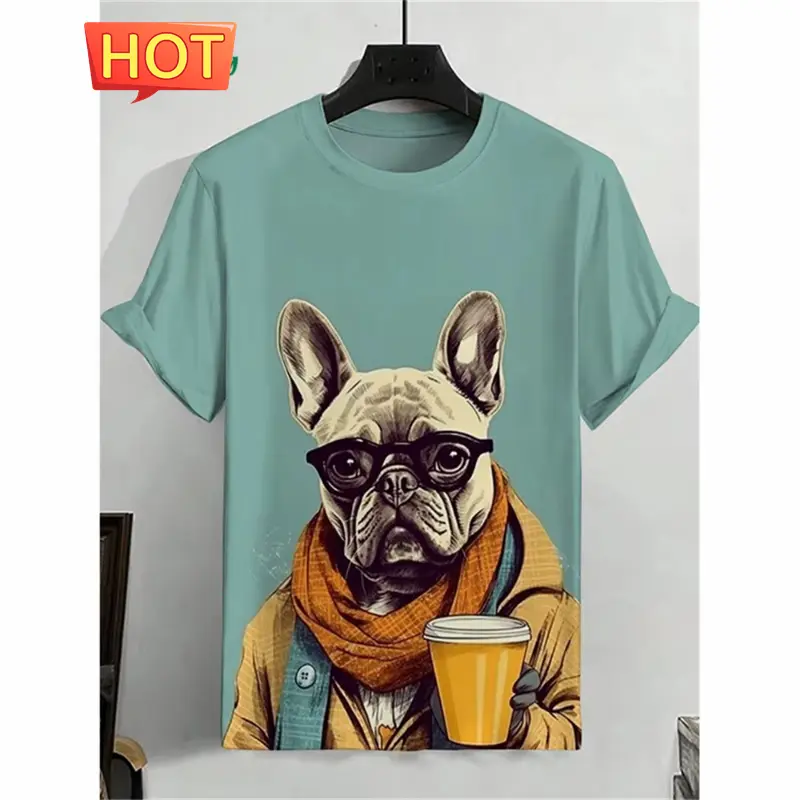 Funny Animal Pattern Men's T-Shirt Summer Fashion 3D Print T-Shirt Street Wear O-Neck Short Sleeve Harajuku Tops Men's Clothing