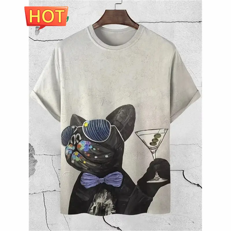 Funny Animal Pattern Men's T-Shirt Summer Fashion 3D Print T-Shirt Street Wear O-Neck Short Sleeve Harajuku Tops Men's Clothing