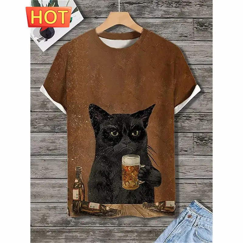 Funny Animal Pattern Men's T-Shirt Summer Fashion 3D Print T-Shirt Street Wear O-Neck Short Sleeve Harajuku Tops Men's Clothing