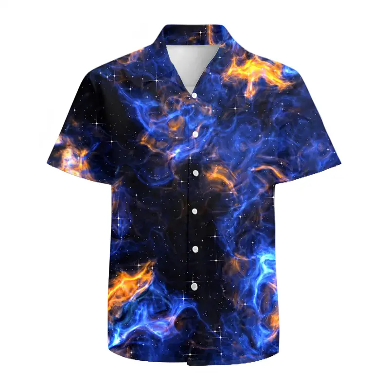 Hawaiian Shirts Beach Summer Trendy Flame Kids Shirt 3D Printed Shirts Boys Girls Unisex Fashion Blouse Short Sleeve Vocation