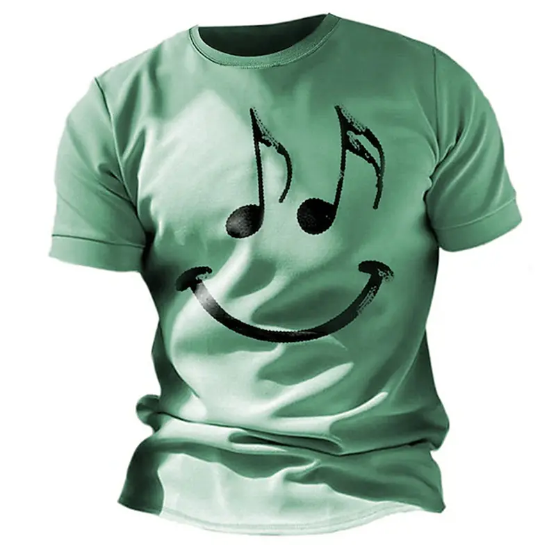 Music Festival Men's Graphic Funny Smile Face T Shirt Short Sleeve T Shirt 3D Print Crew Neck Shirt Sports Summer Men Clothing