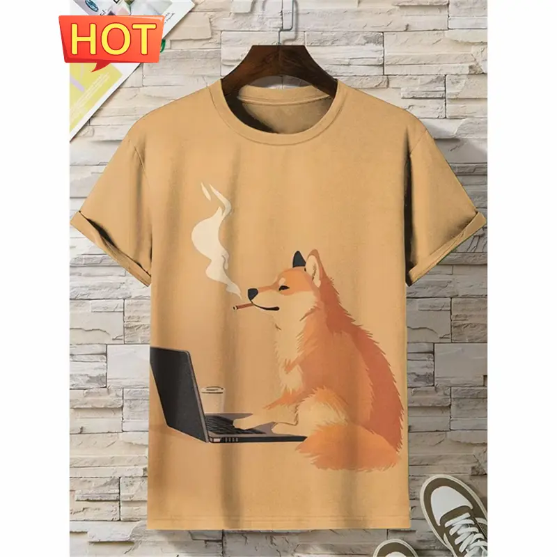Funny Animal Pattern Men's T-Shirt Summer Fashion 3D Print T-Shirt Street Wear O-Neck Short Sleeve Harajuku Tops Men's Clothing