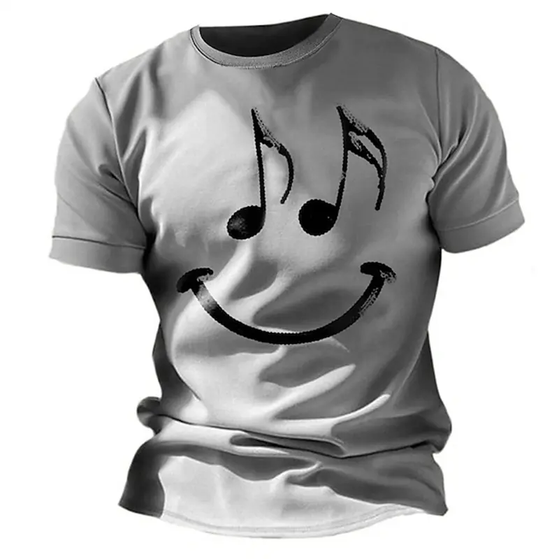 Music Festival Men's Graphic Funny Smile Face T Shirt Short Sleeve T Shirt 3D Print Crew Neck Shirt Sports Summer Men Clothing