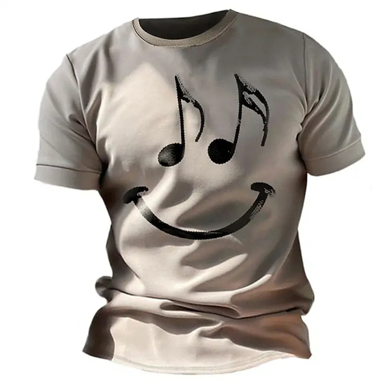 Music Festival Men's Graphic Funny Smile Face T Shirt Short Sleeve T Shirt 3D Print Crew Neck Shirt Sports Summer Men Clothing