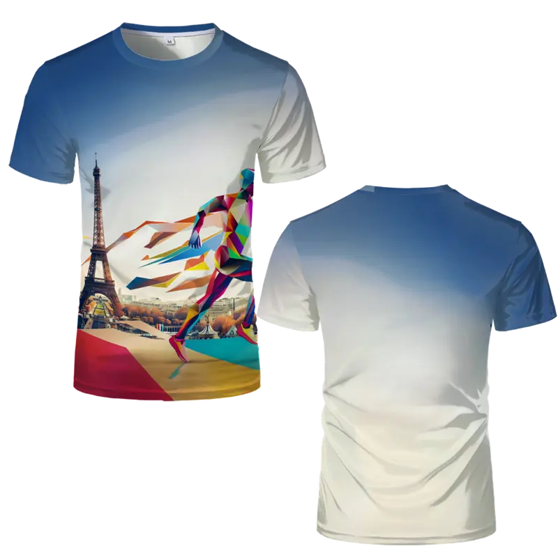 2024 France Paris Eiffel Tower 3D Print Summer Tees Streetwear Crew Neck Short Sleeve Casual Oversized Men Women Kids Tops