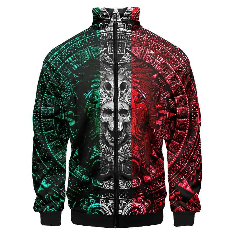 New 3D Printed Rose Skull Zip Jacket For Men Clothing Popular Mens Designer Clothes Streetwear Coat Tops High Quality Jacket