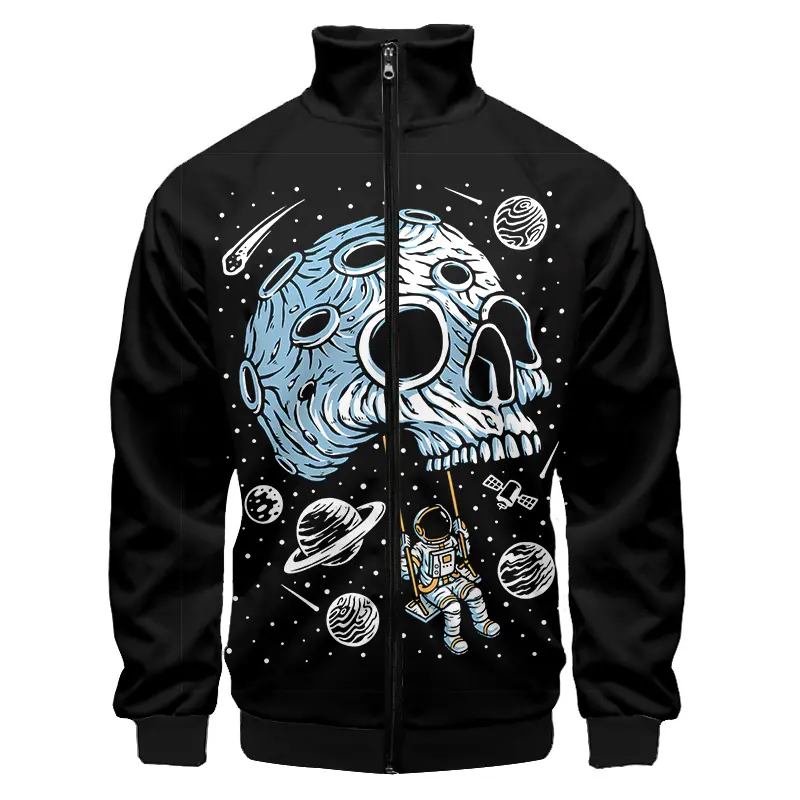 New 3D Printed Rose Skull Zip Jacket For Men Clothing Popular Mens Designer Clothes Streetwear Coat Tops High Quality Jacket
