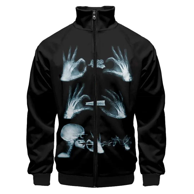 New 3D Printed Rose Skull Zip Jacket For Men Clothing Popular Mens Designer Clothes Streetwear Coat Tops High Quality Jacket