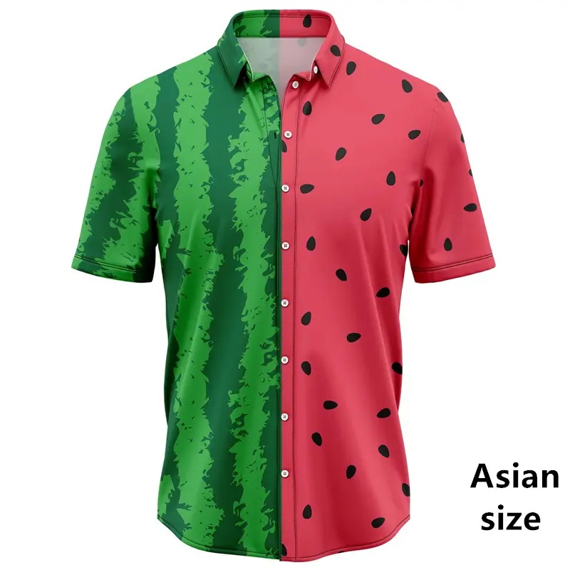 Fashion Fruit Watermelon Graphic 3D Printed Men Women Hawaiian Shirt Summer Street Short Sleeve Casual Button Shirts Men Clothes