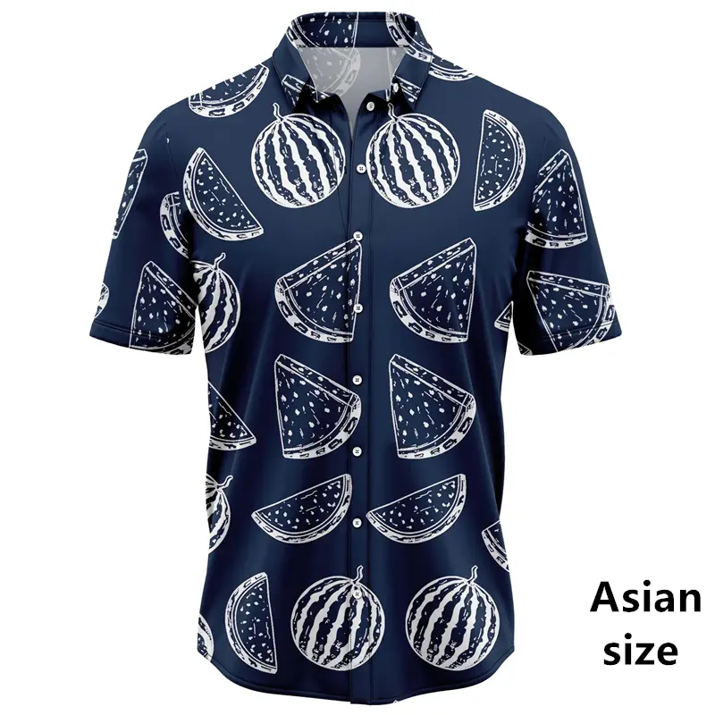 Fashion Fruit Watermelon Graphic 3D Printed Men Women Hawaiian Shirt Summer Street Short Sleeve Casual Button Shirts Men Clothes